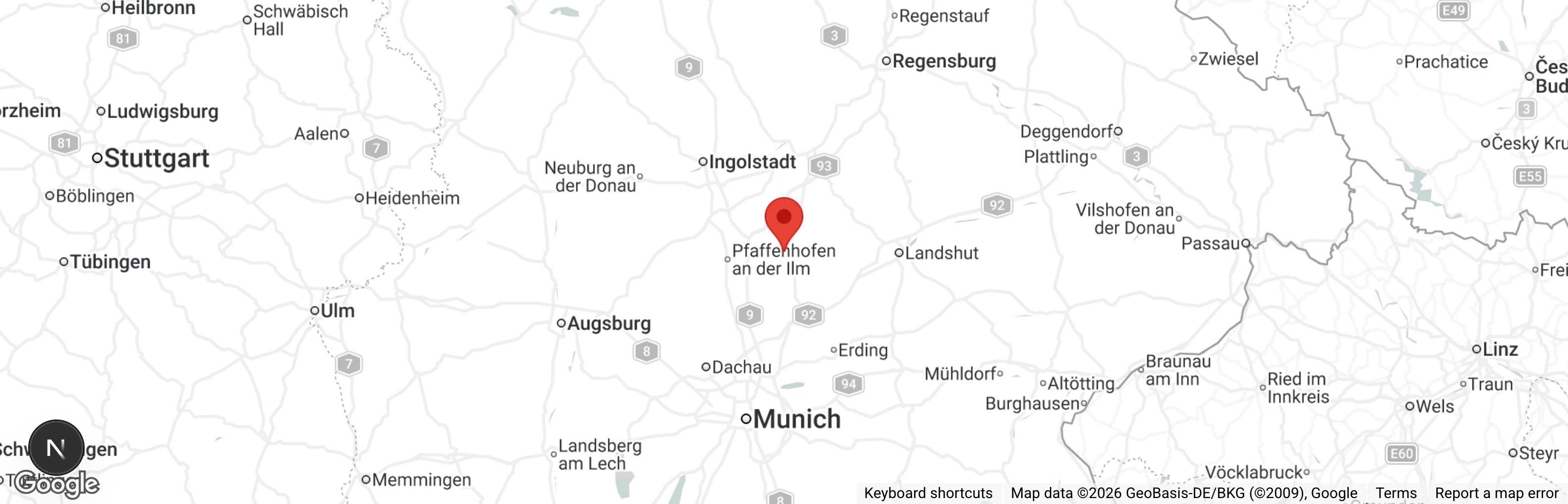 Map showing location of Tierschutzverein Hallertau u.U. e.V.