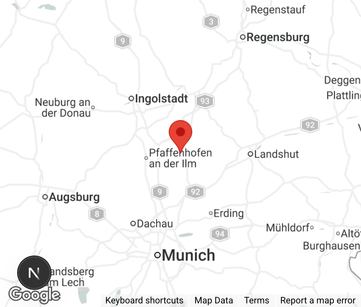 Map showing location of Tierschutzverein Hallertau u.U. e.V.