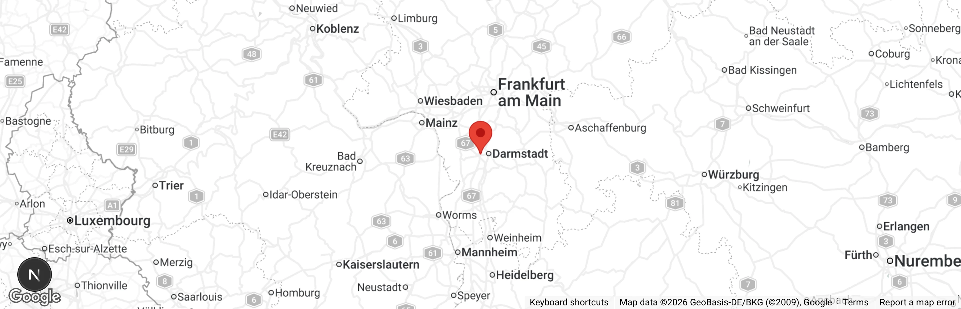 Map showing location of Tierheim Darmstadt