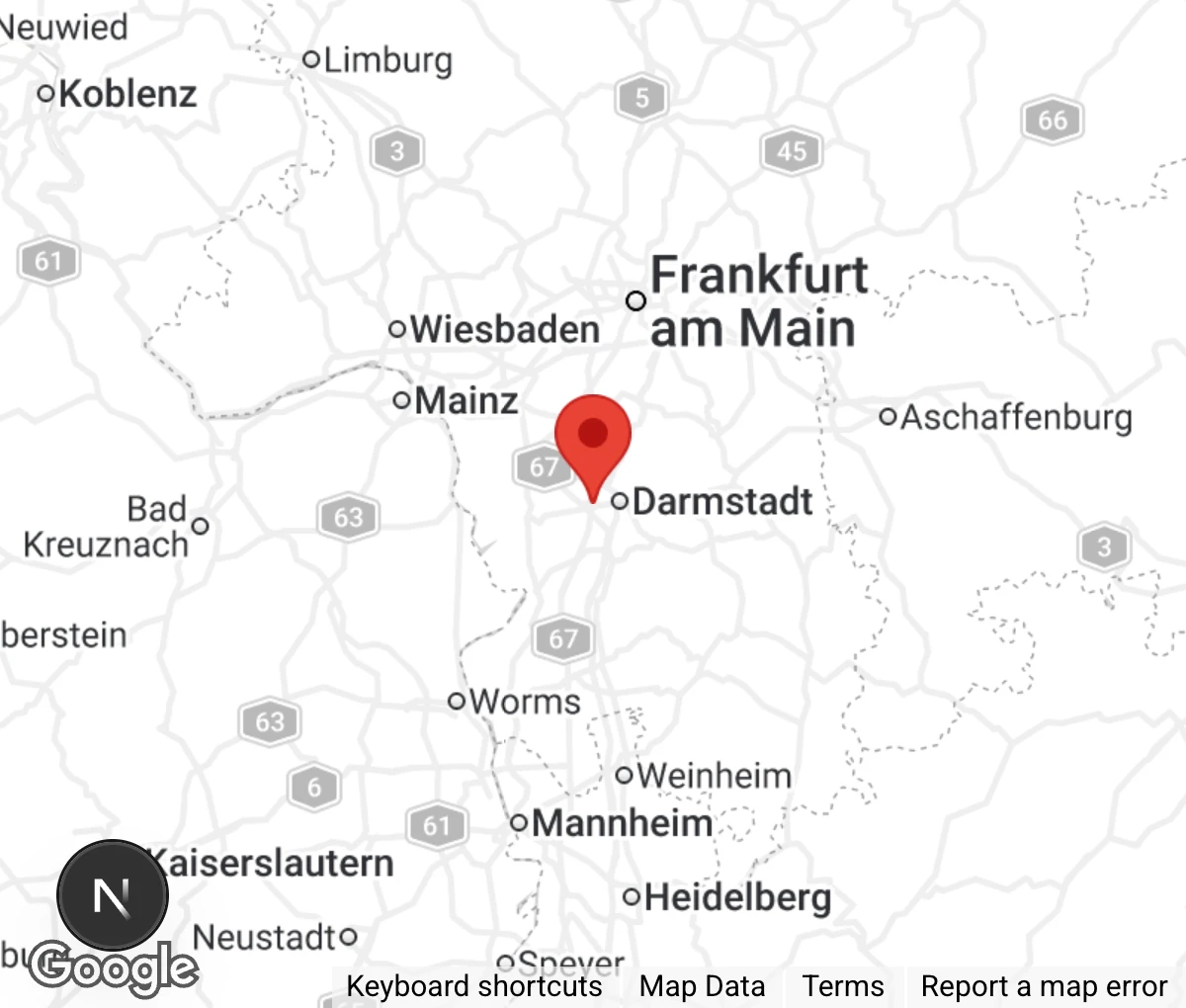 Map showing location of Tierheim Darmstadt