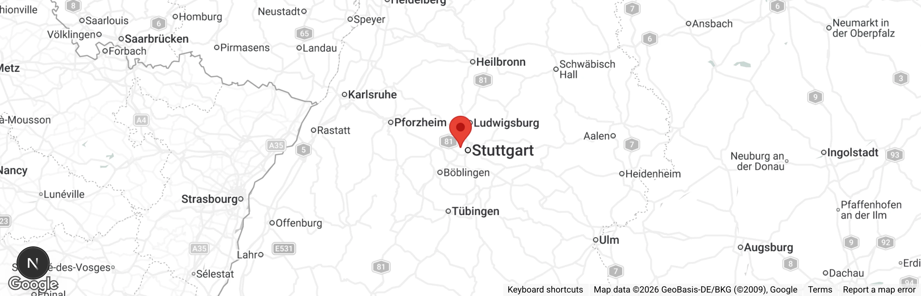 Map showing location of Tierheim Stuttgart Seniorenhaus für Hunde