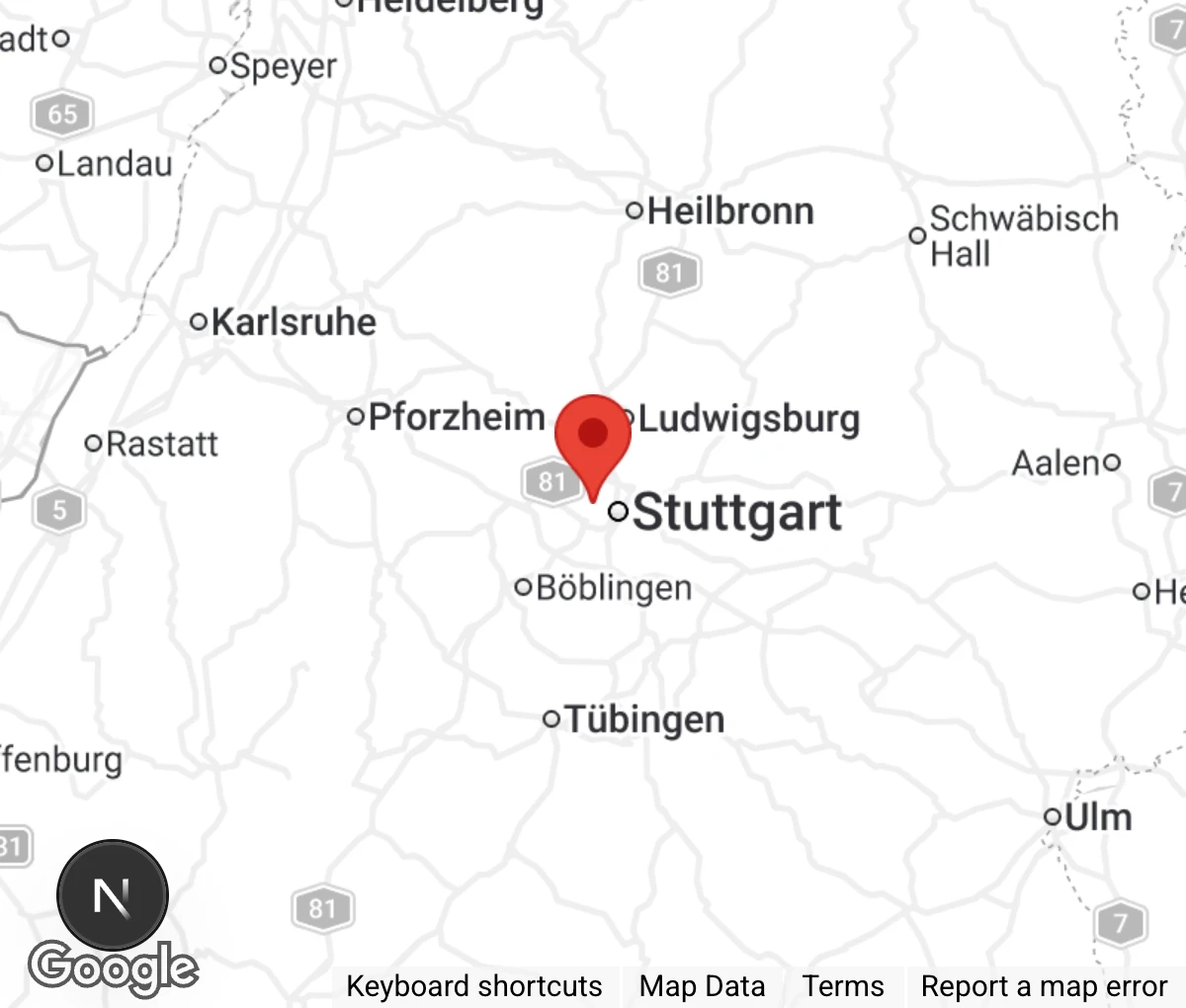 Map showing location of Tierheim Stuttgart Seniorenhaus für Hunde