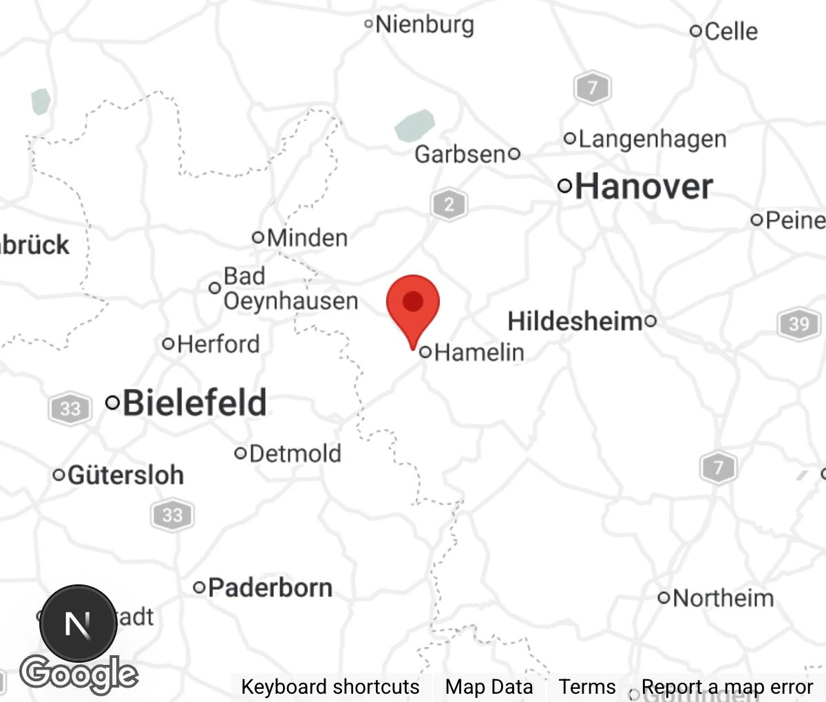 Map showing location of Tierheim Hameln-Pyrmont