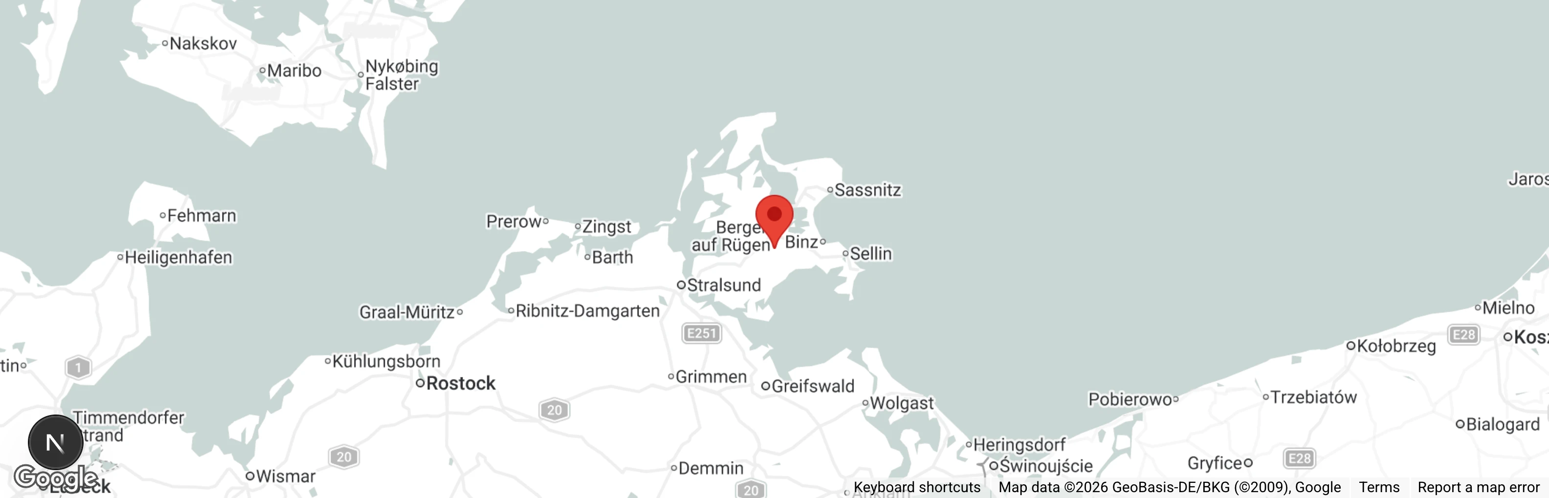 Map showing location of Tierschutzverein Rügen / Hiddensee e.V.