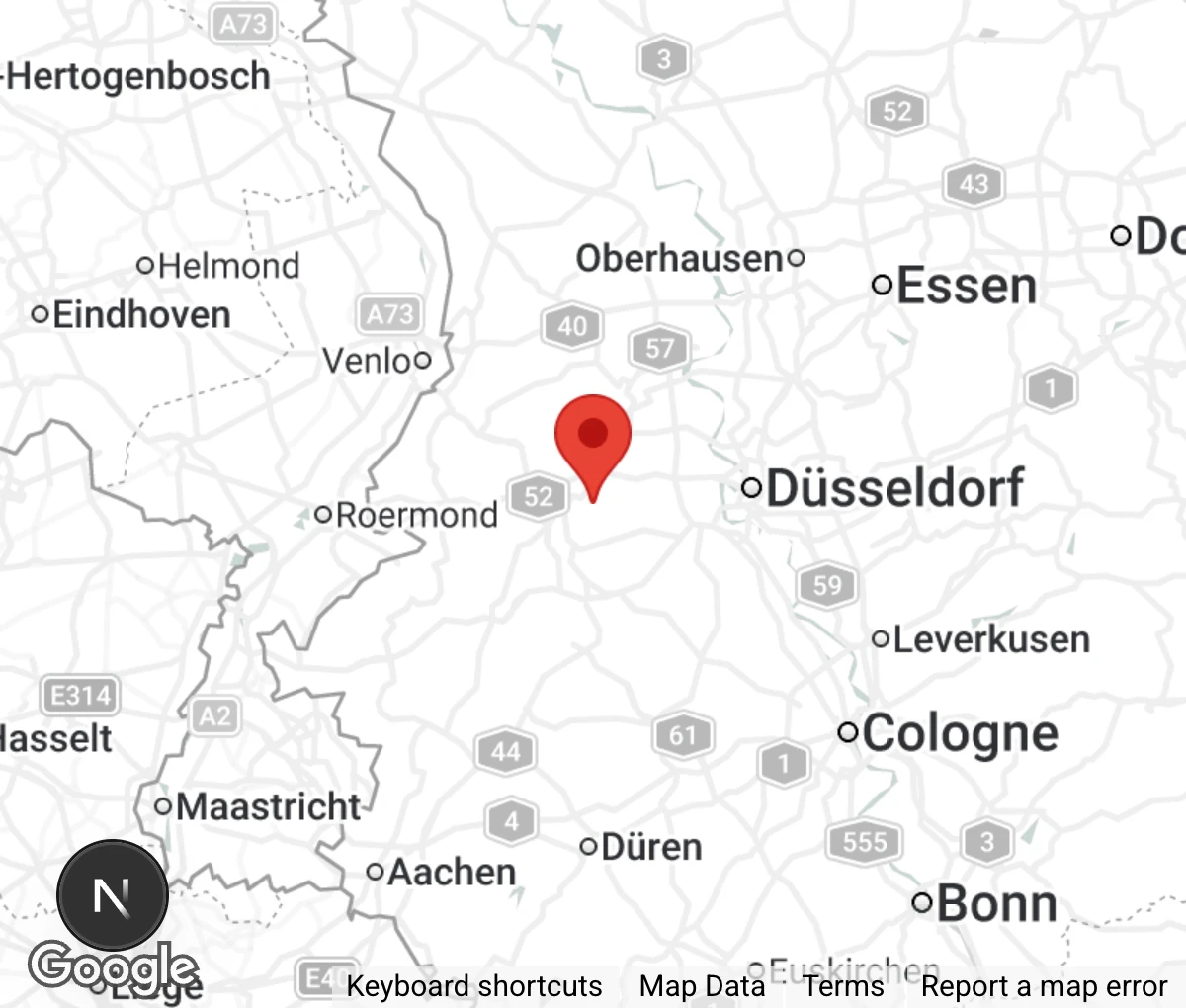 Map showing location of Tierheim Mönchengladbach