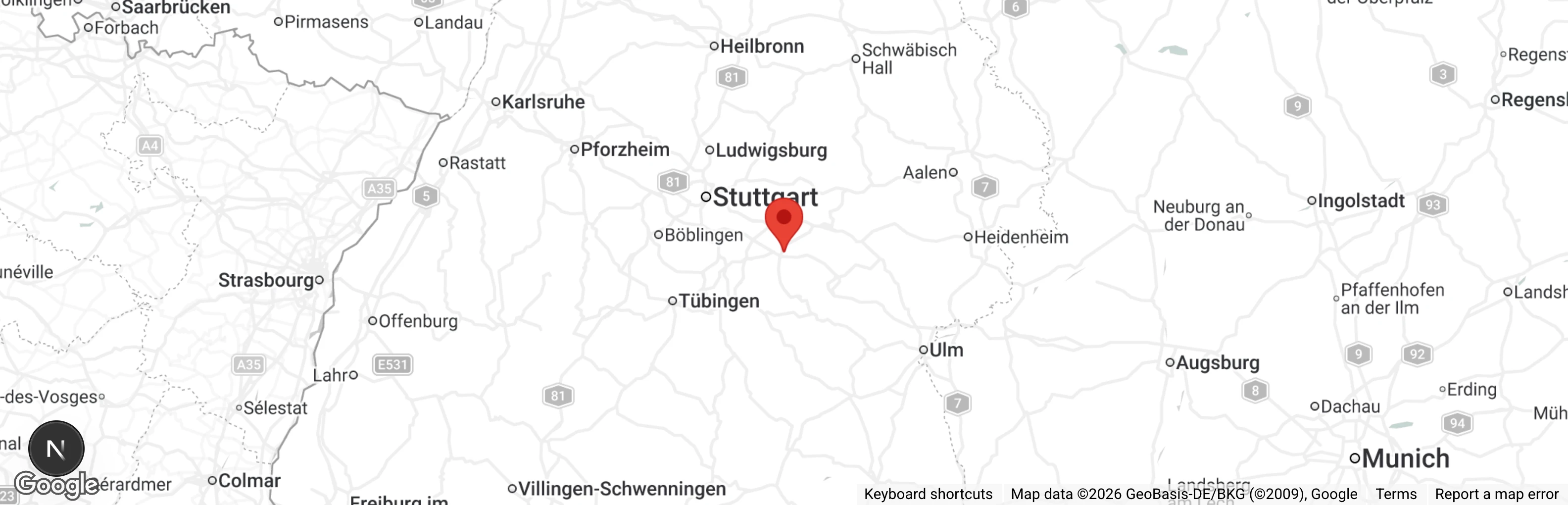 Map showing location of Tierheim Kirchheim-Teck