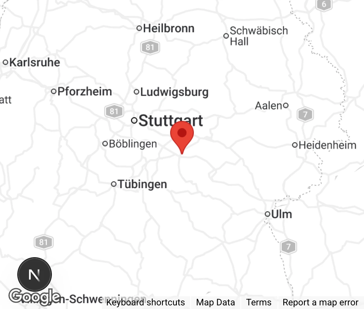 Map showing location of Tierheim Kirchheim-Teck