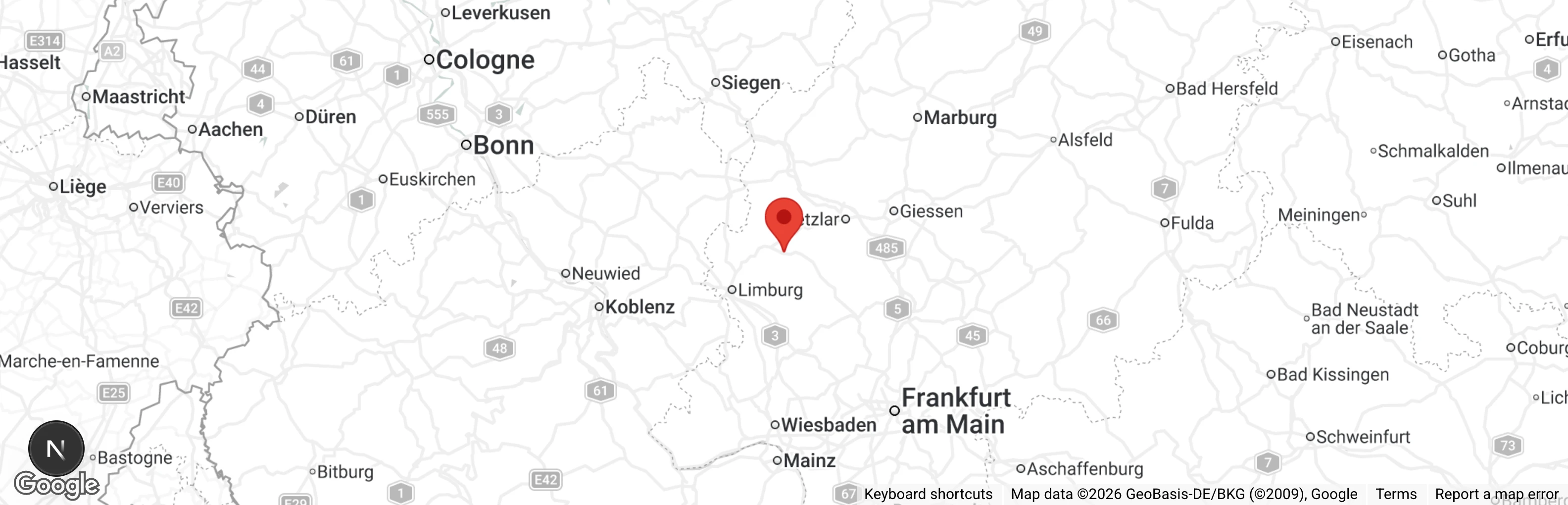 Map showing location of Tierschutz Weilburg e.V.