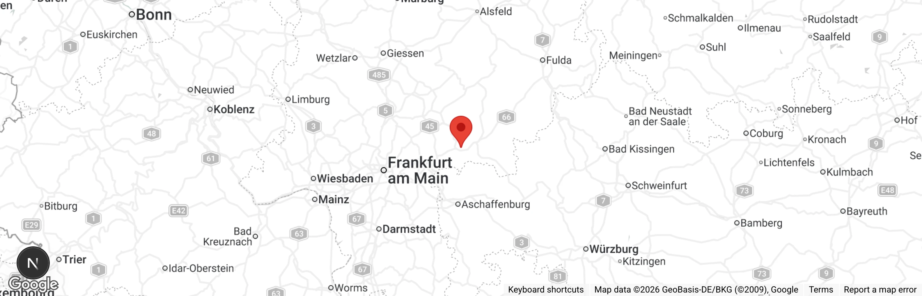 Map showing location of Tierheim Kinzig-Main/Gelnhausen