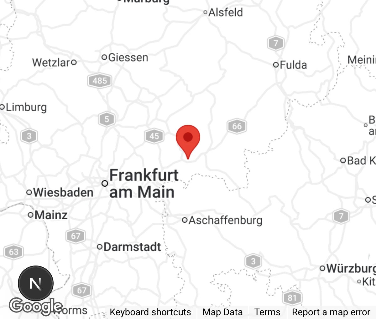 Map showing location of Tierheim Kinzig-Main/Gelnhausen