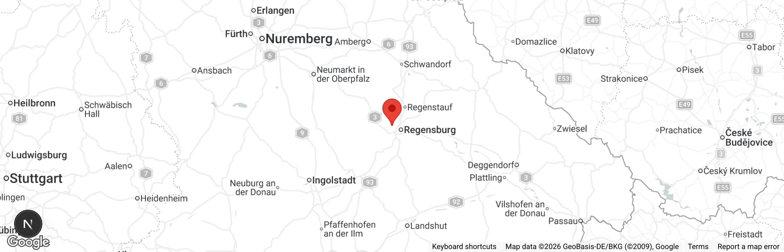 Map showing location of Tierheim Regensburg