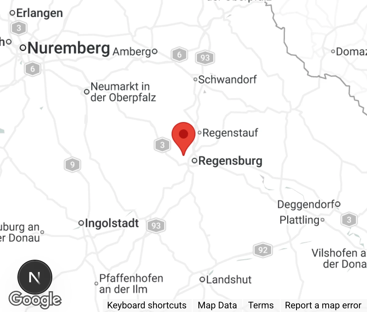 Map showing location of Tierheim Regensburg