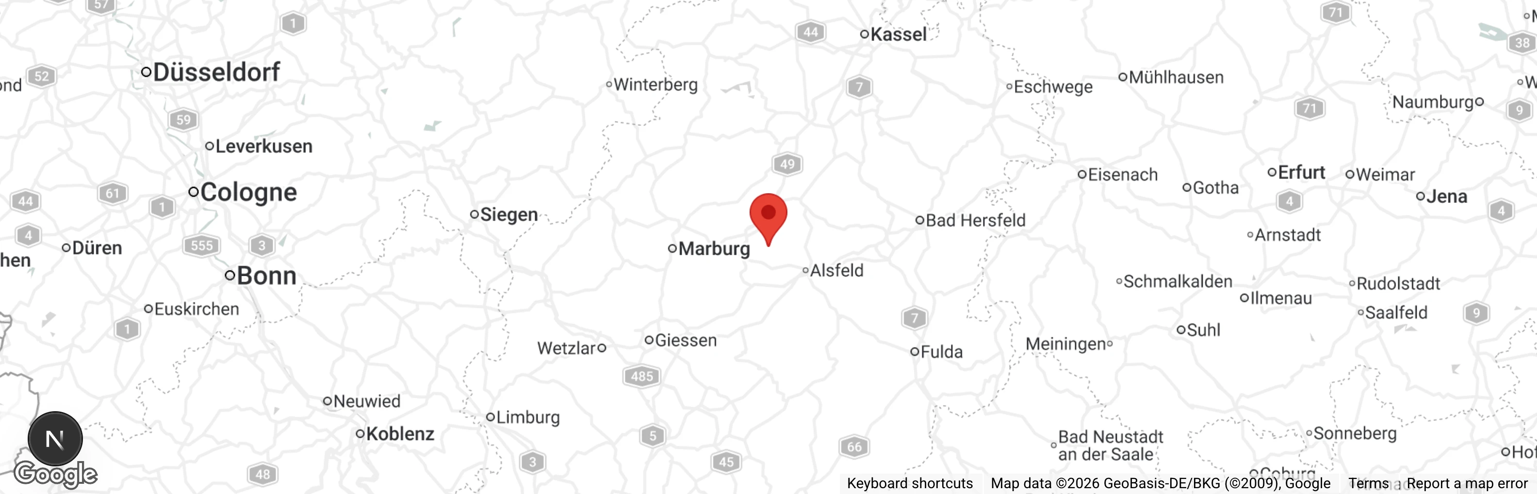 Map showing location of Tierhilfe Lahn-Ohm Kirchhain-Vogelsberg u.U. e.V.