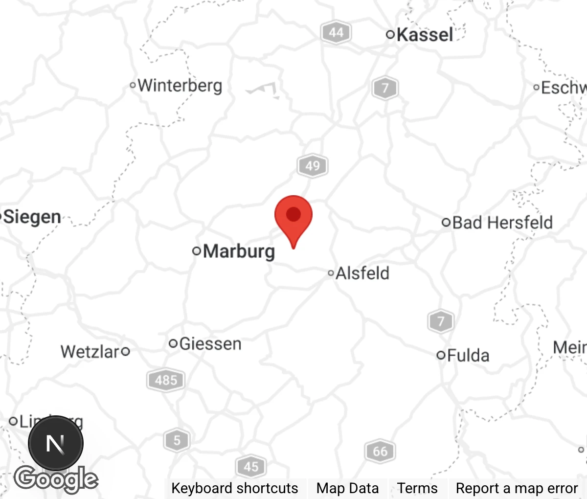 Map showing location of Tierhilfe Lahn-Ohm Kirchhain-Vogelsberg u.U. e.V.