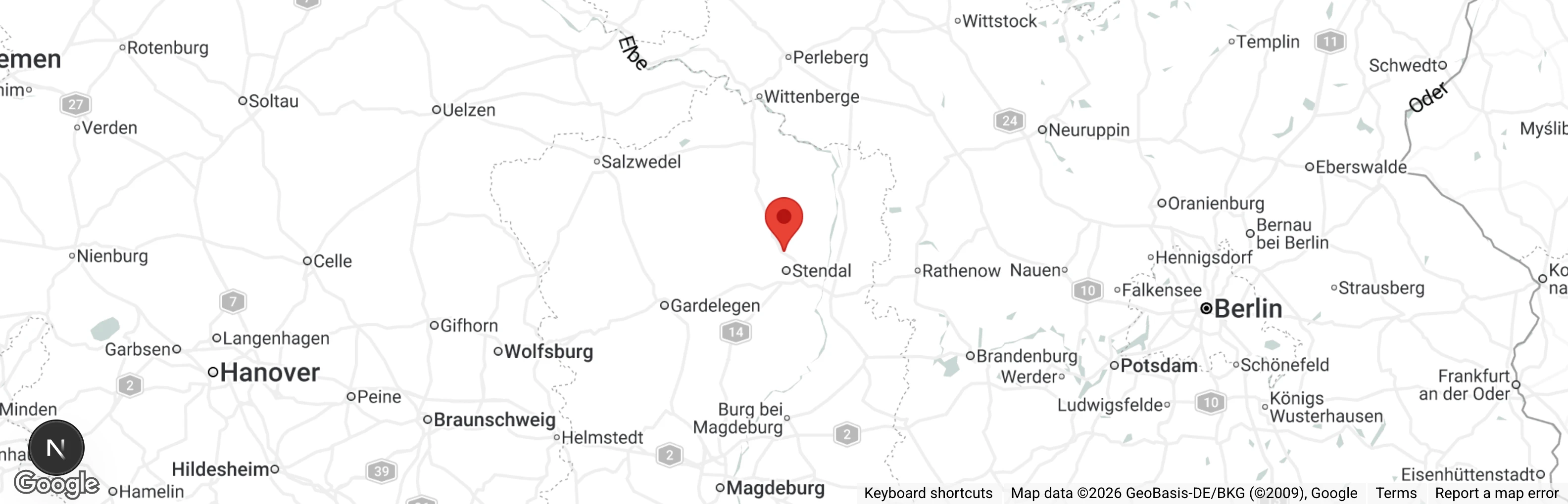 Map showing location of Tierheim “Edith Vogel” Stendal-Borstel