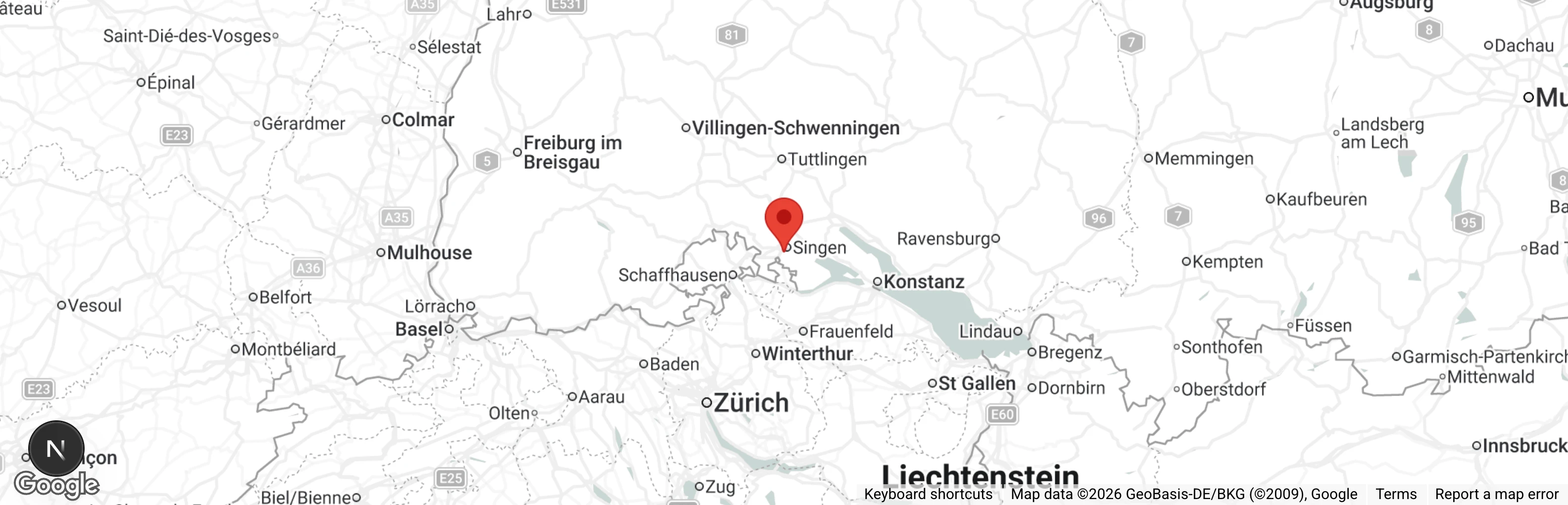 Map showing location of Tierheim Singen