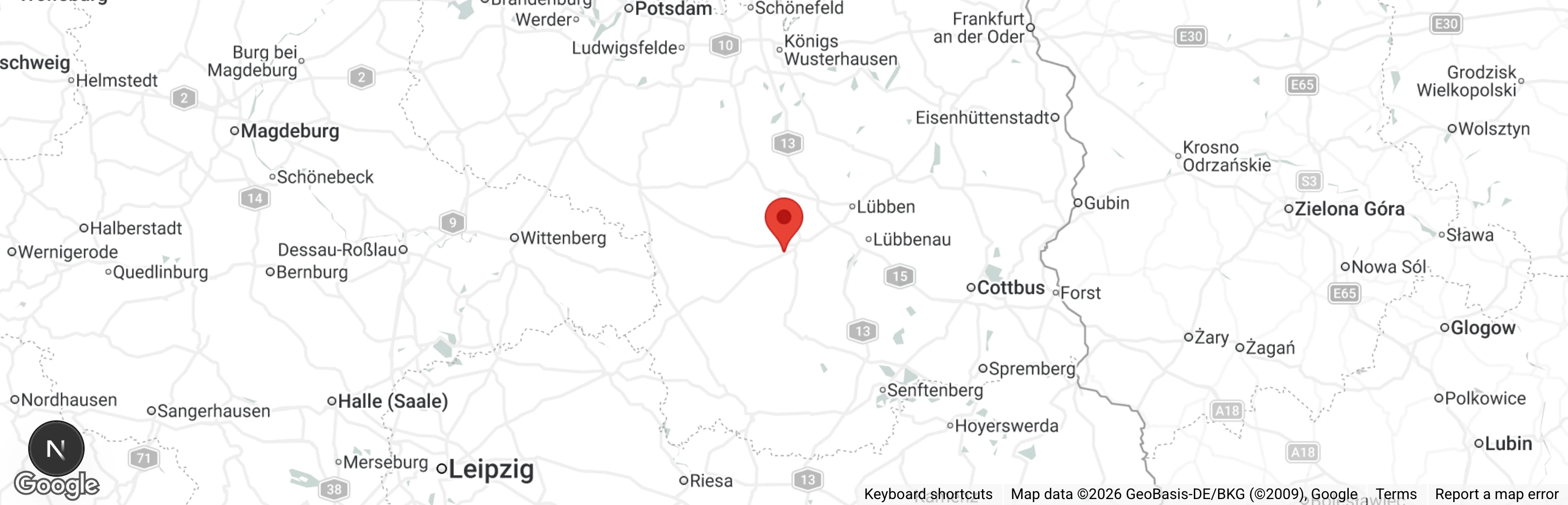 Map showing location of Tierschutzverein Luckau u.U. e.V.