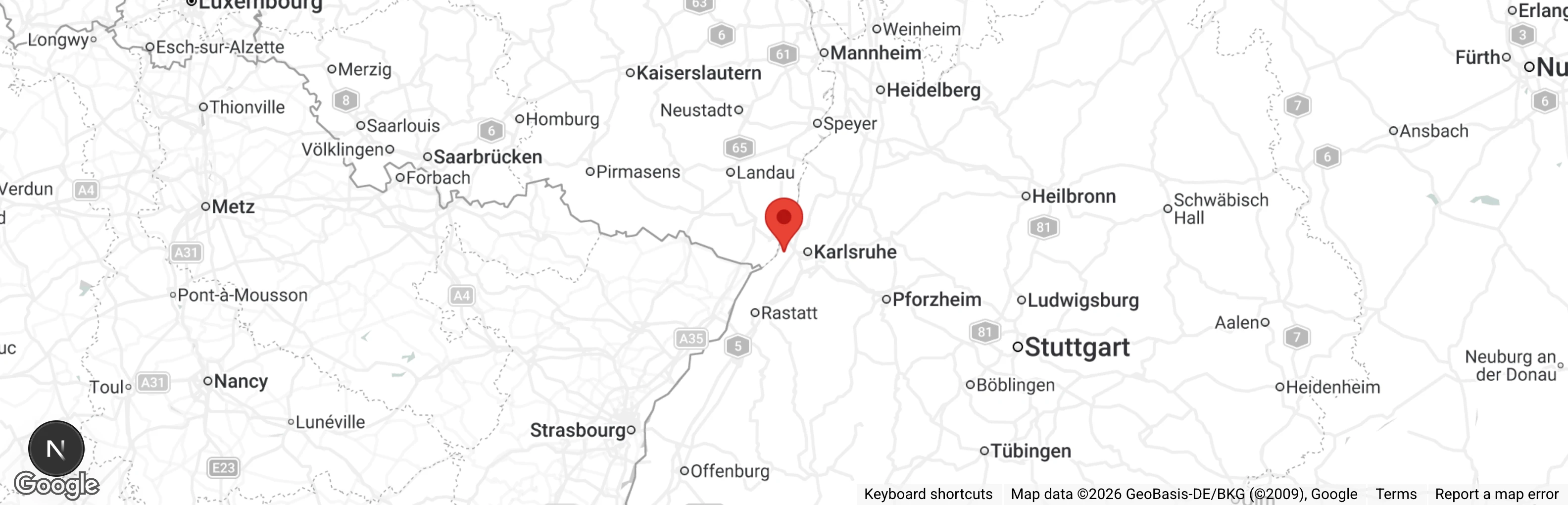 Map showing location of Tierheim Karlsruhe