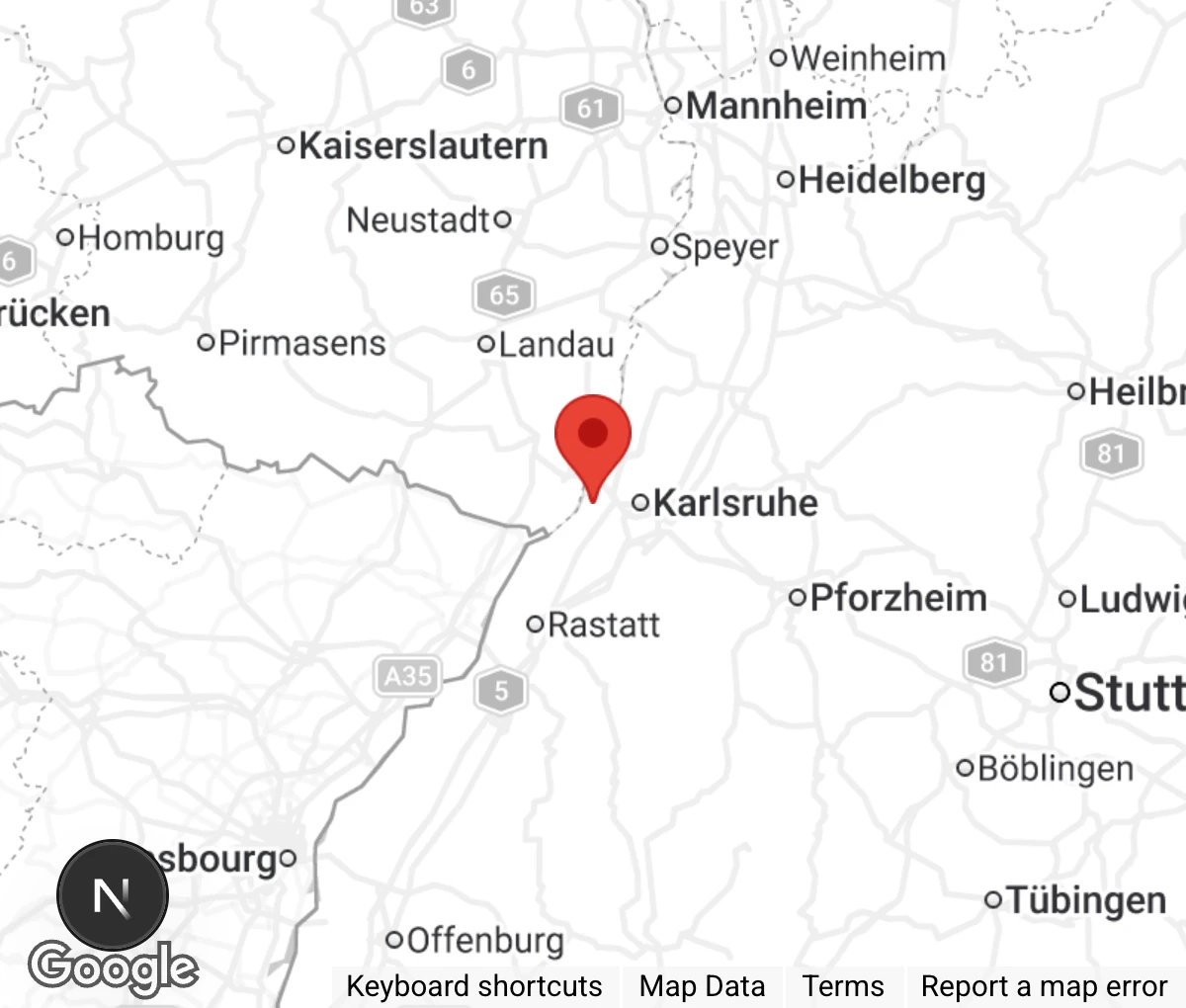 Map showing location of Tierheim Karlsruhe