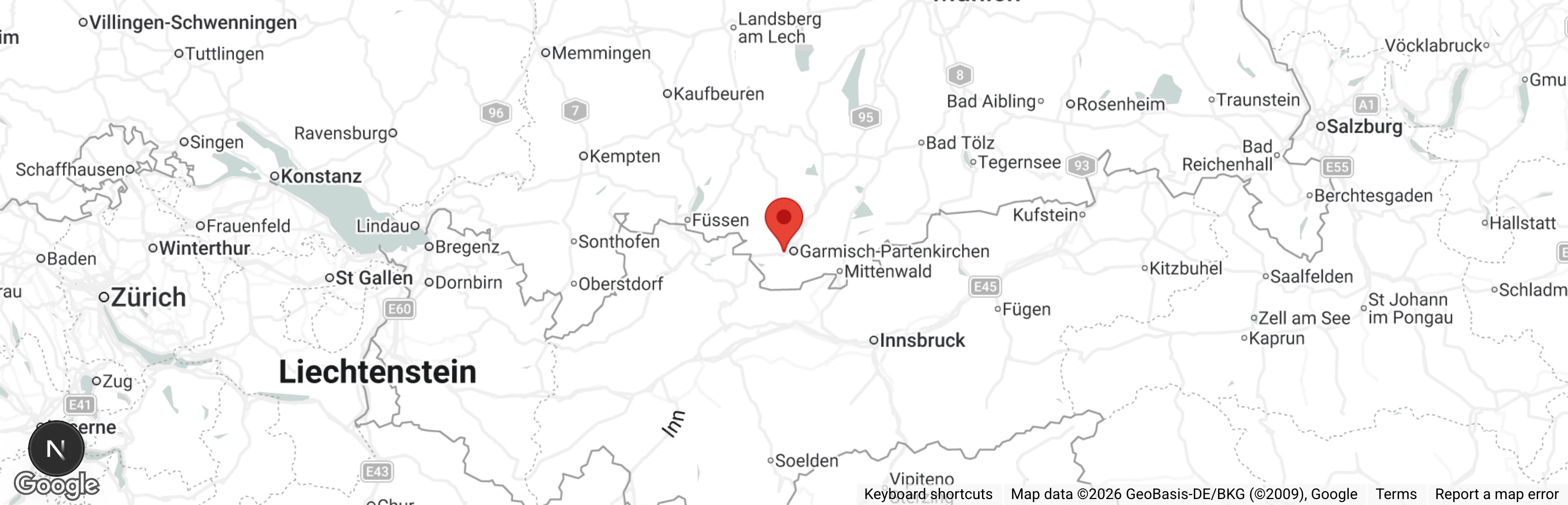 Map showing location of Tierheim Werdenfels