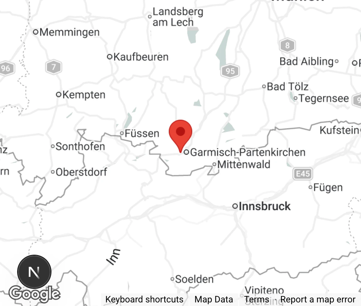 Map showing location of Tierheim Werdenfels
