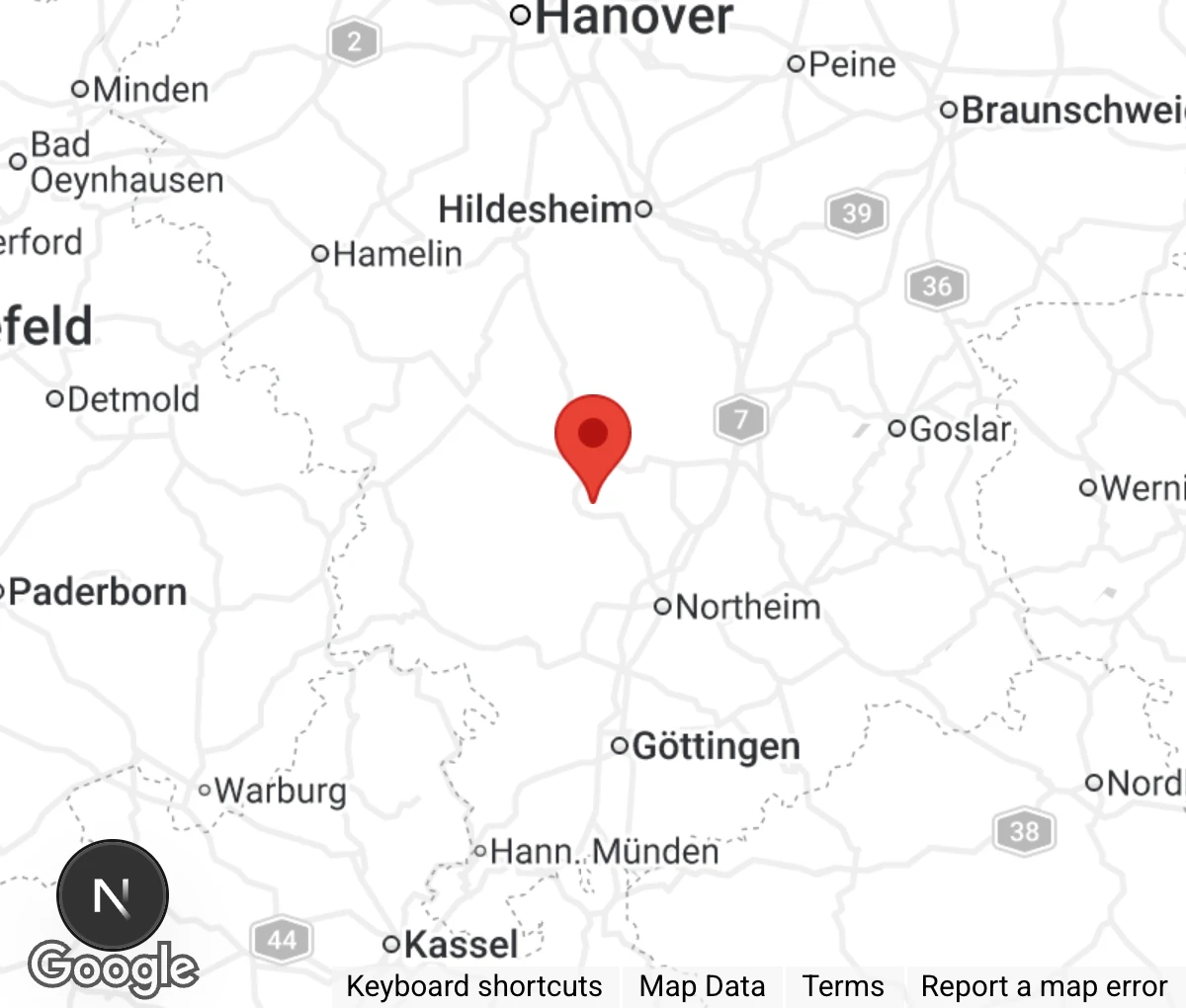 Map showing location of Katzenhaus Einbeck
