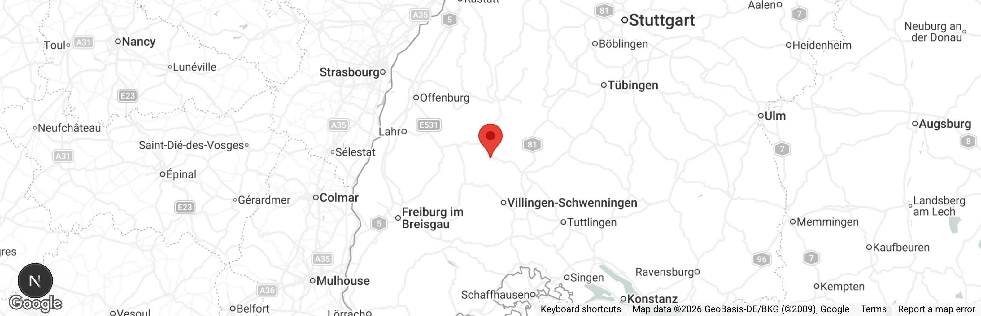 Map showing location of Tierheim Paradieshof Schramberg