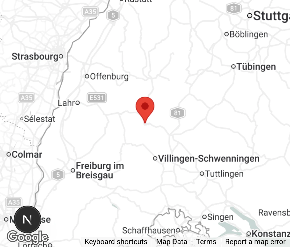 Map showing location of Tierheim Paradieshof Schramberg