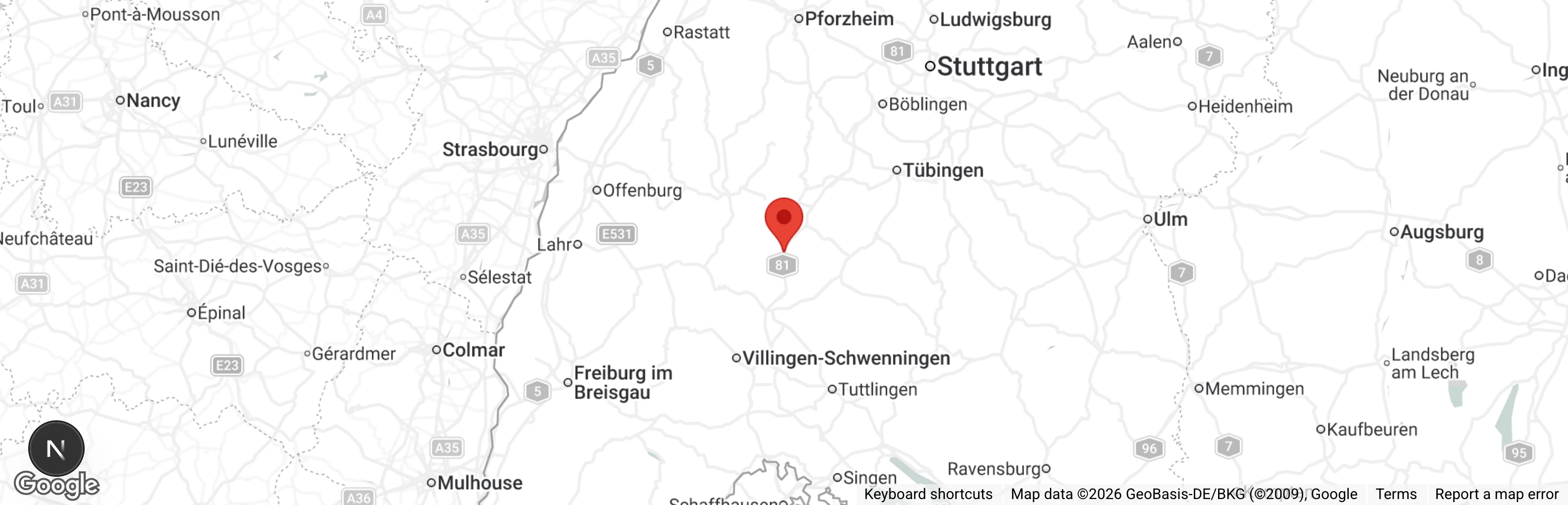 Map showing location of Tierschutzverein Sulz u.U. e.V.