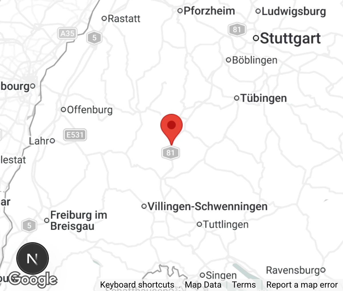 Map showing location of Tierschutzverein Sulz u.U. e.V.