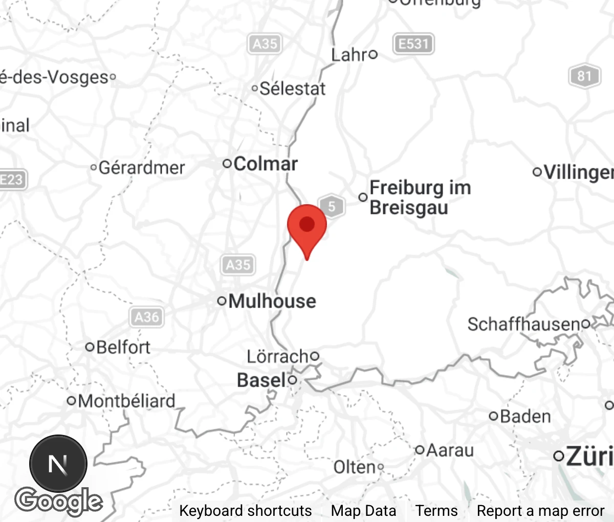 Map showing location of Tierschutzverein Markgräflerland e.V.