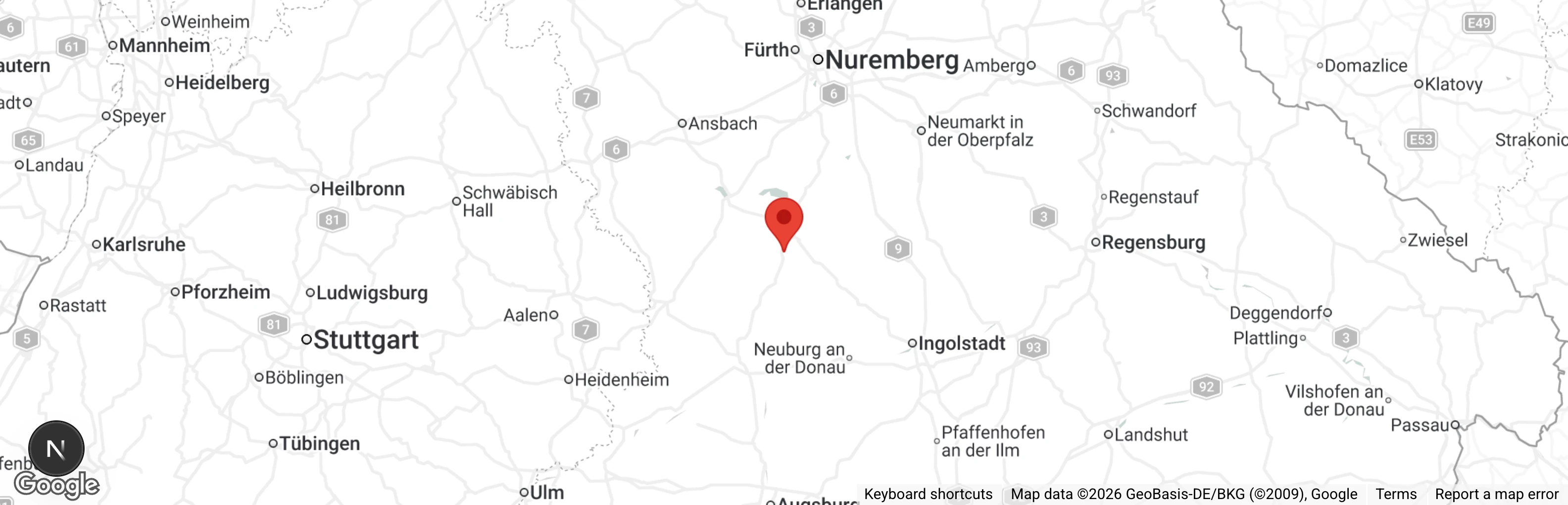 Map showing location of Tierheim Weißenburg Treuchtlingen e.V