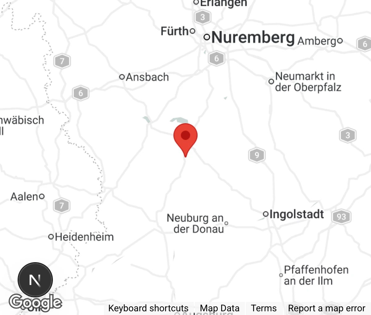 Map showing location of Tierheim Weißenburg Treuchtlingen e.V
