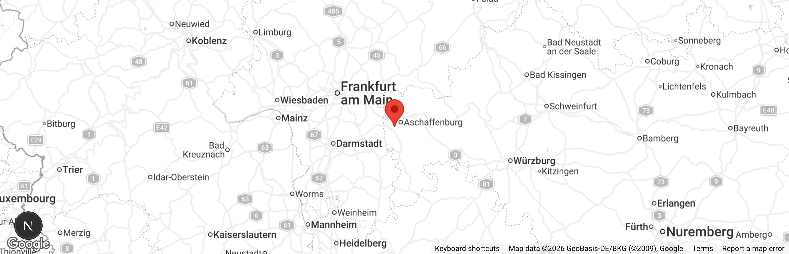 Map showing location of Tierheim Aschaffenburg