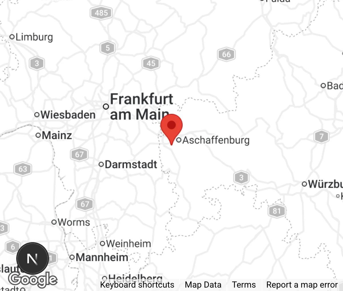 Map showing location of Tierheim Aschaffenburg