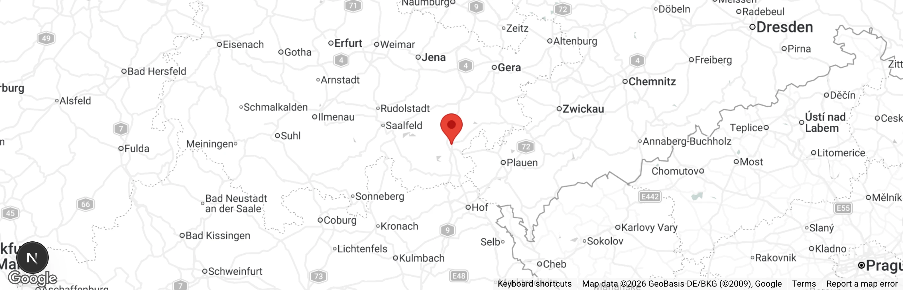 Map showing location of Tierheim Schleiz 'Am Sonnenbad'
