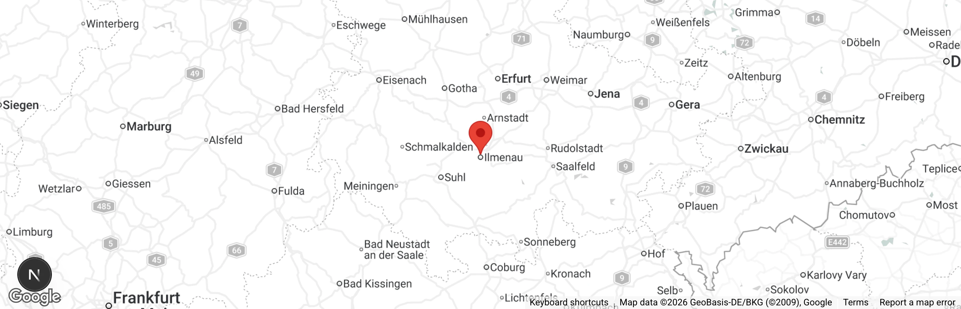 Map showing location of Tierschutzverein Ilmenau u.U. e.V.