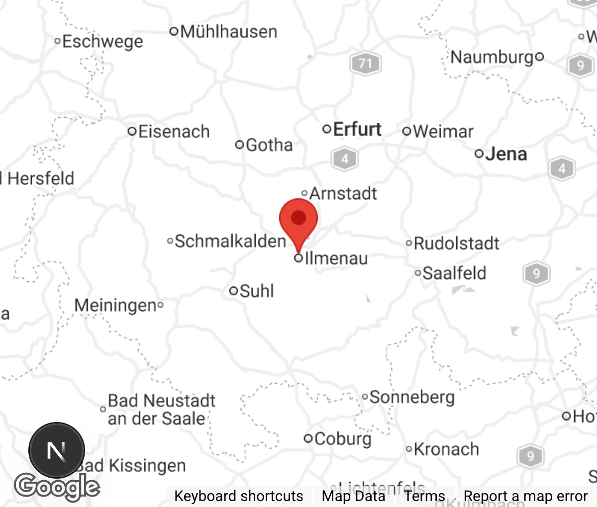 Map showing location of Tierschutzverein Ilmenau u.U. e.V.
