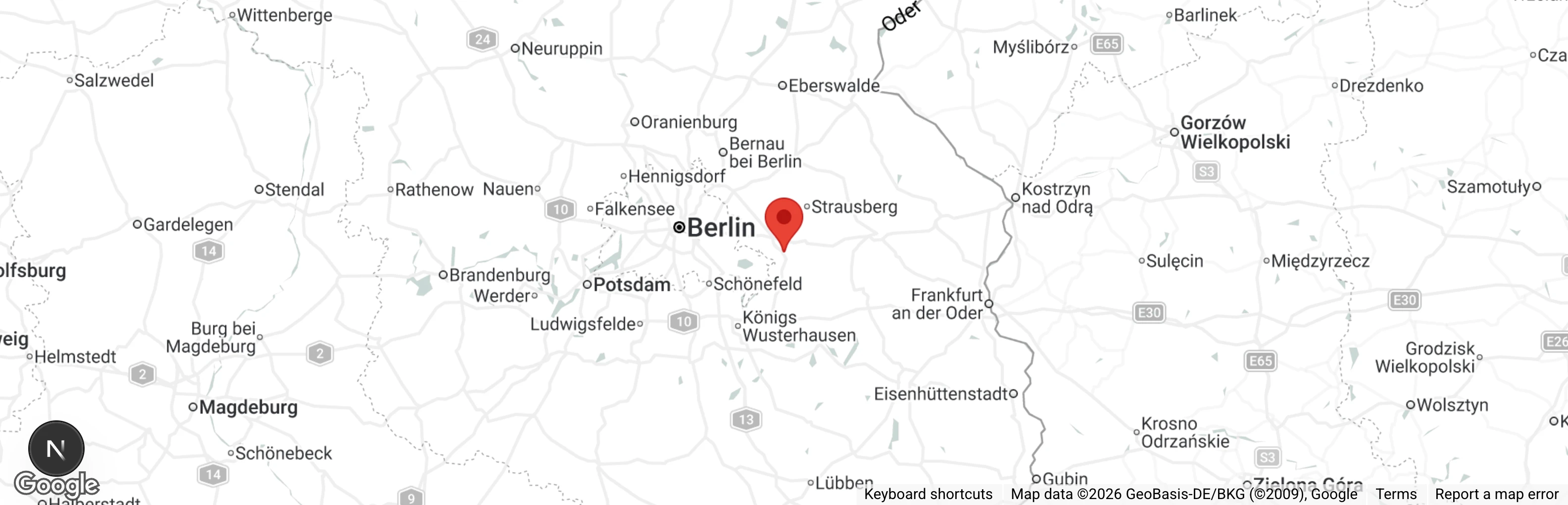 Map showing location of Tierauffangstation Rüdersdorf