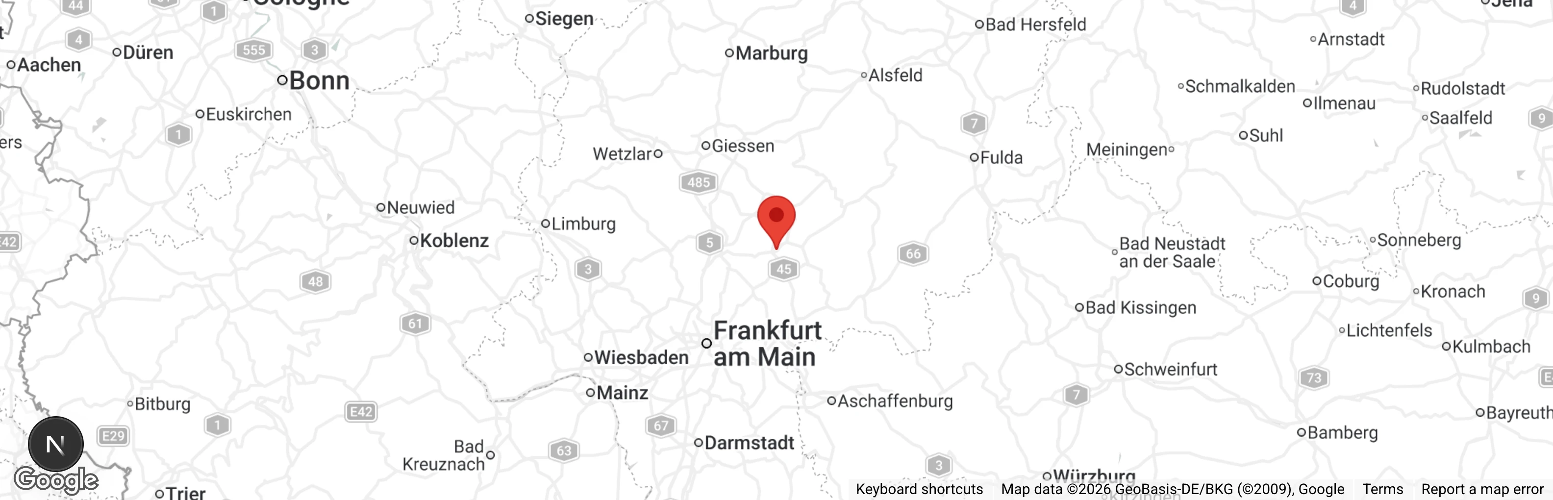Map showing location of Tierheim Frankfurt/Gnadenhof Birkenhof