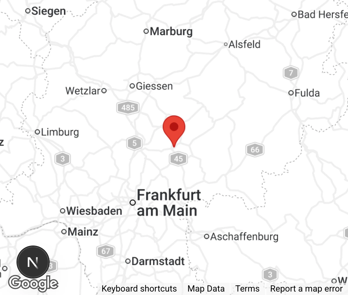Map showing location of Tierheim Frankfurt/Gnadenhof Birkenhof