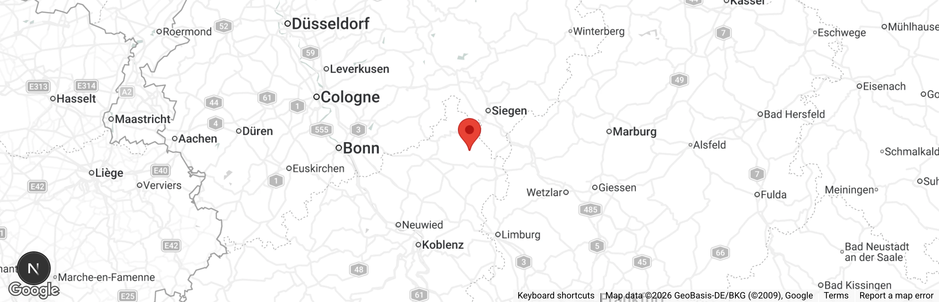Map showing location of Tierauffangstation Altenkirchen