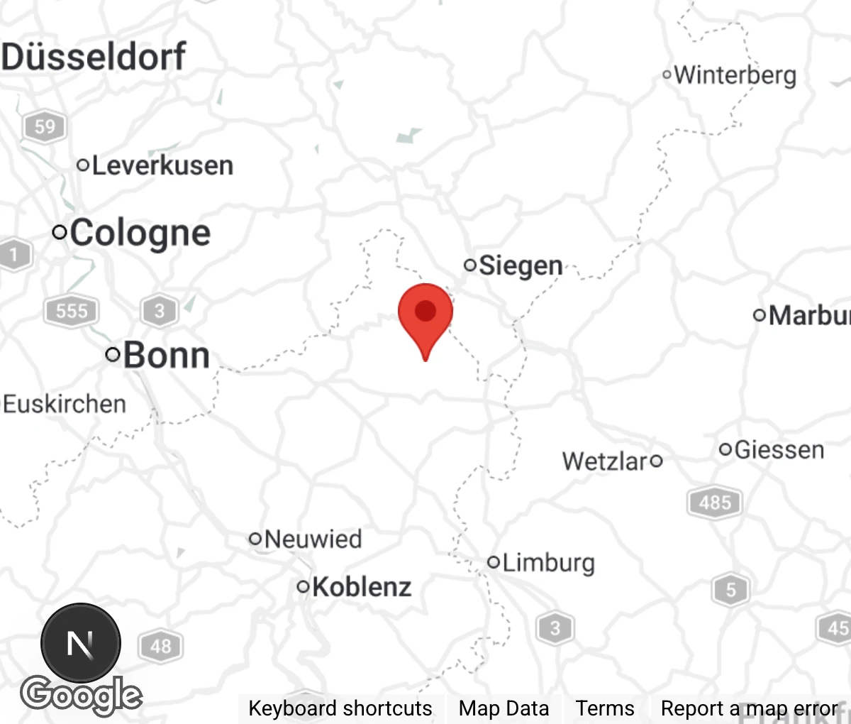 Map showing location of Tierauffangstation Altenkirchen