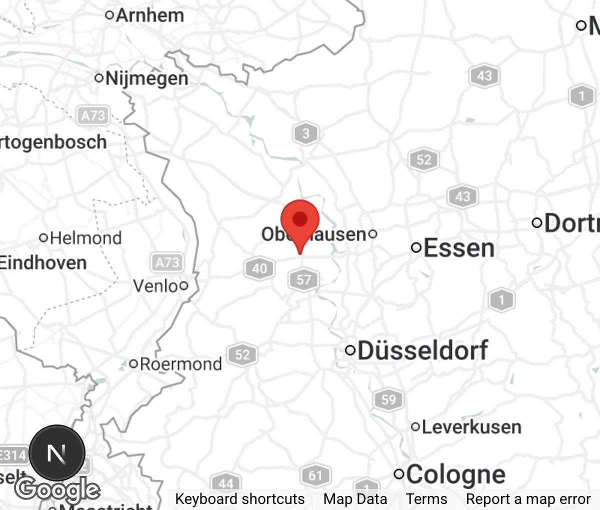 Map showing location of Tierheim Moers