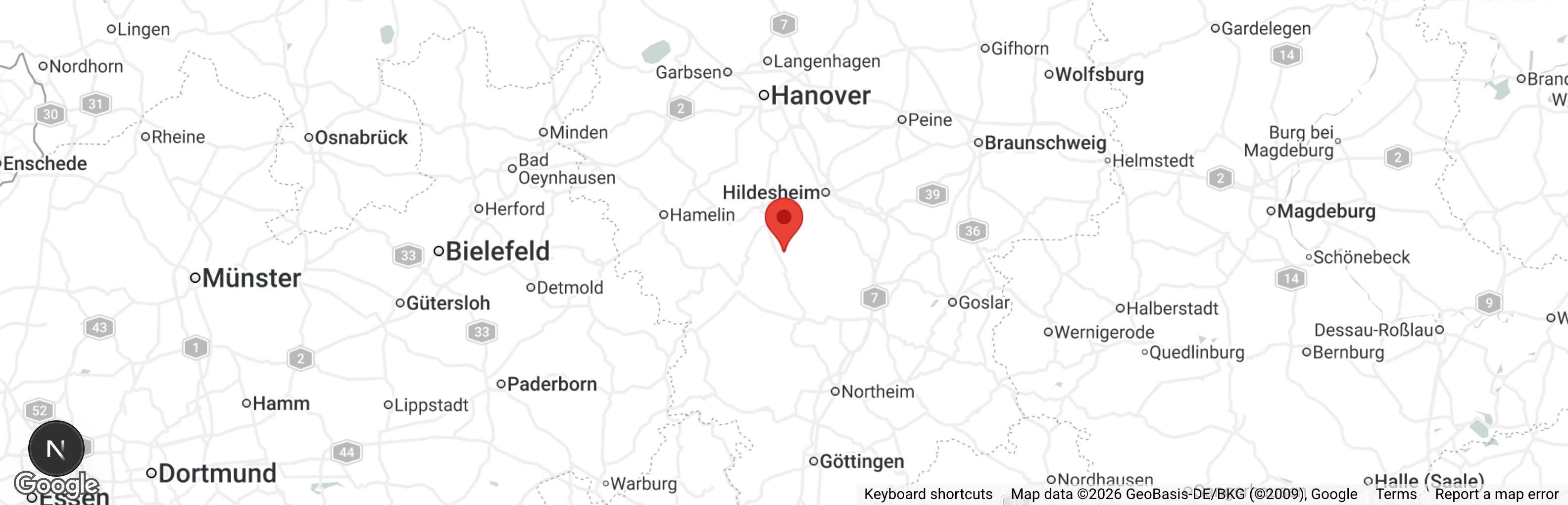 Map showing location of Tierauffangstation Wettensen /Alfeld