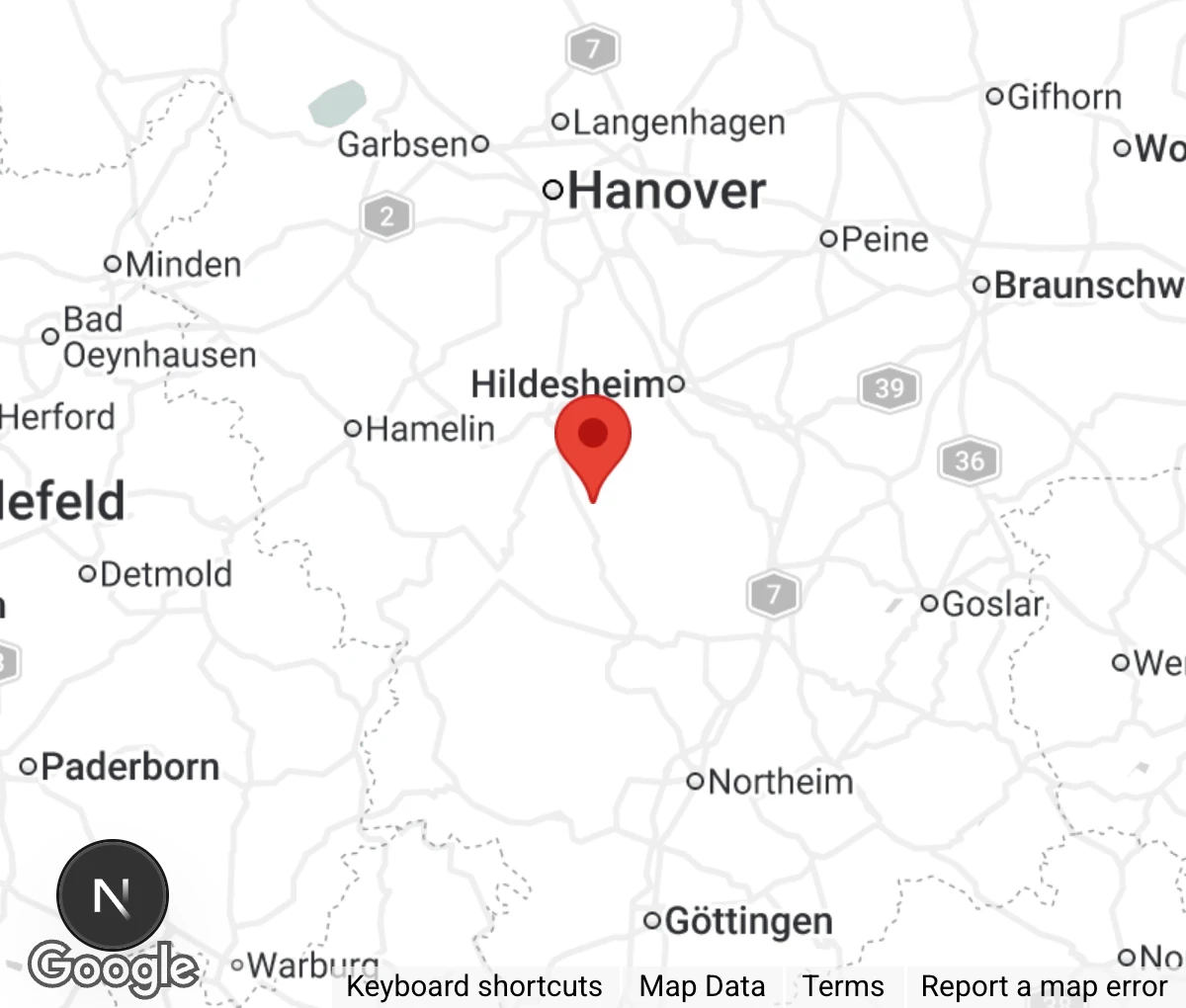 Map showing location of Tierauffangstation Wettensen /Alfeld