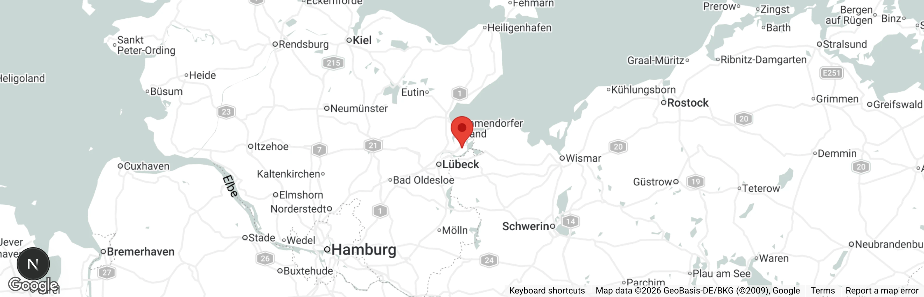 Map showing location of Tierheim Lübeck