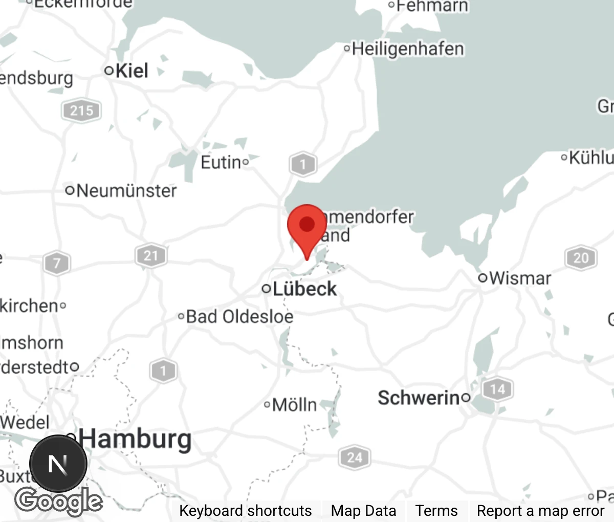 Map showing location of Tierheim Lübeck
