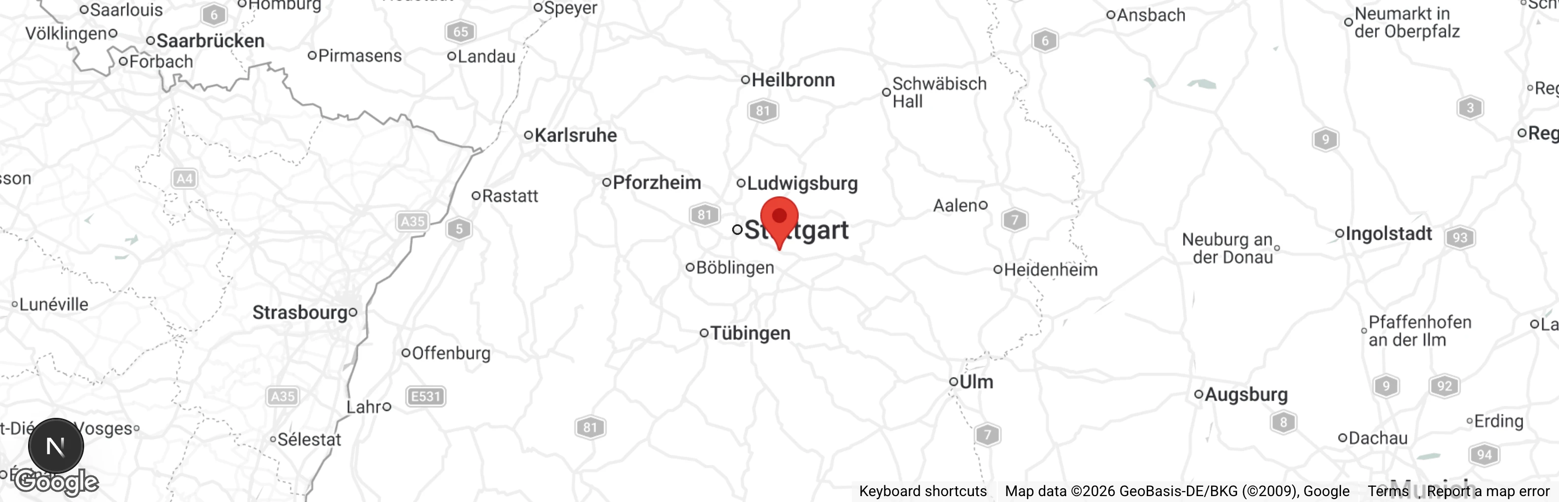 Map showing location of Tierheim Esslingen