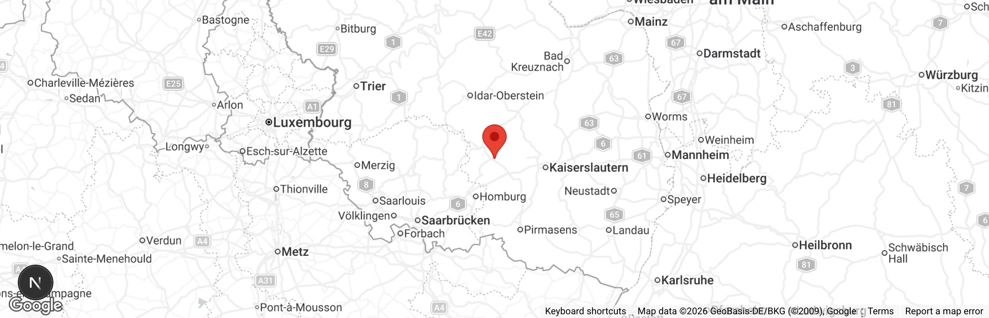 Map showing location of Tierschutzverein im Landkreis Kusel e.V.